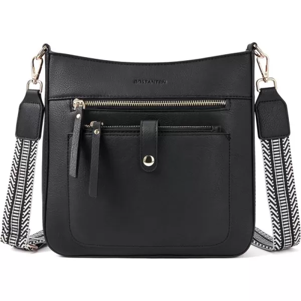 BOSTANTEN Crossbody Purses for Women Trendy Double Zipper Shoulder Handbags with Adjustable Guitar Strap Medium