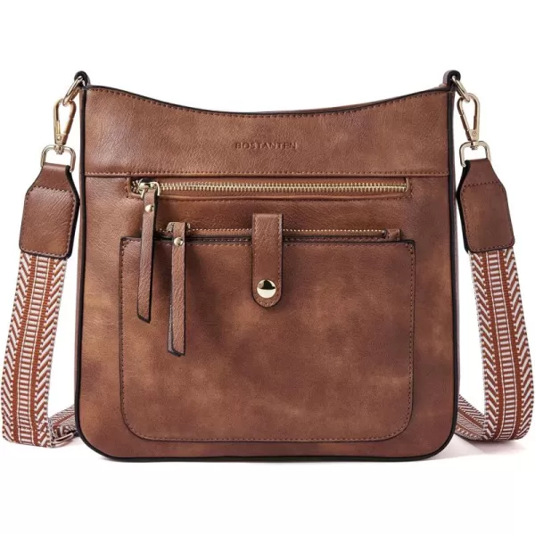 BOSTANTEN Crossbody Purses for Women Trendy Double Zipper Shoulder Handbags with Adjustable Guitar Strap Medium