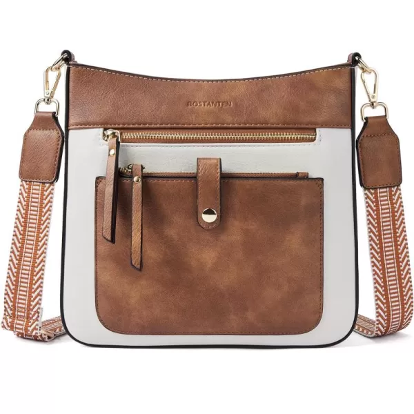 BOSTANTEN Crossbody Purses for Women Trendy Double Zipper Shoulder Handbags with Adjustable Guitar Strap Medium
