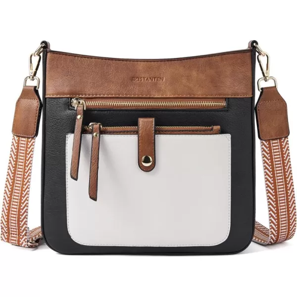 BOSTANTEN Crossbody Purses for Women Trendy Double Zipper Shoulder Handbags with Adjustable Guitar Strap Medium