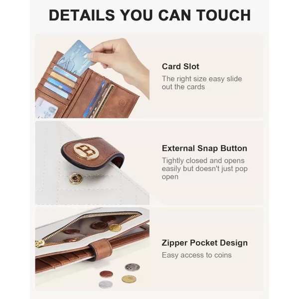 BOSTANTEN Slim Wallet Women Leather RFID Blocking Credit Card Holder Bifold Thin Wallet with Zipper Pocket Black＆Brown