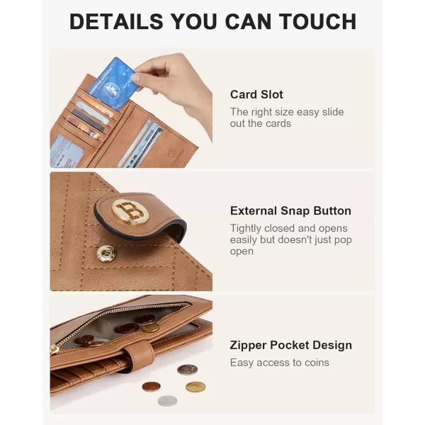 BOSTANTEN Slim Wallet Women Leather RFID Blocking Credit Card Holder Bifold Thin Wallet with Zipper Pocket Black＆Brown