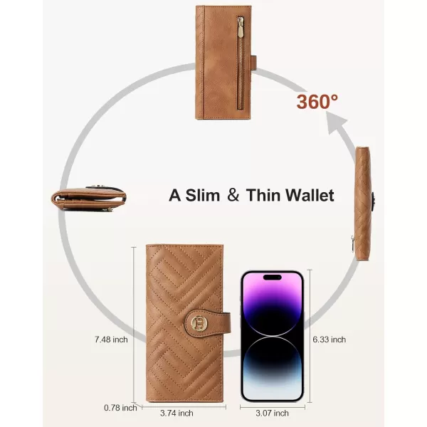 BOSTANTEN Slim Wallet Women Leather RFID Blocking Credit Card Holder Bifold Thin Wallet with Zipper Pocket Black＆Brown