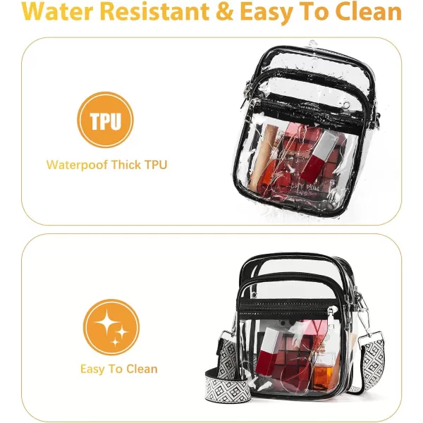 BOSTANTEN Clear Purses for Women Stadium Approved Clear Bags Small Crossbody Bags Trendy for Concerts Sports)