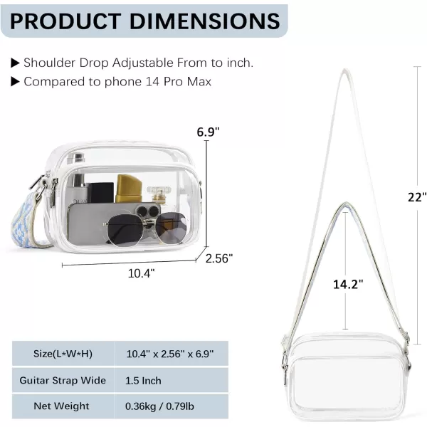 BOSTANTEN Clear Purses for Women Stadium Approved Clear Bags Small Crossbody Bags Trendy for Concerts Sports