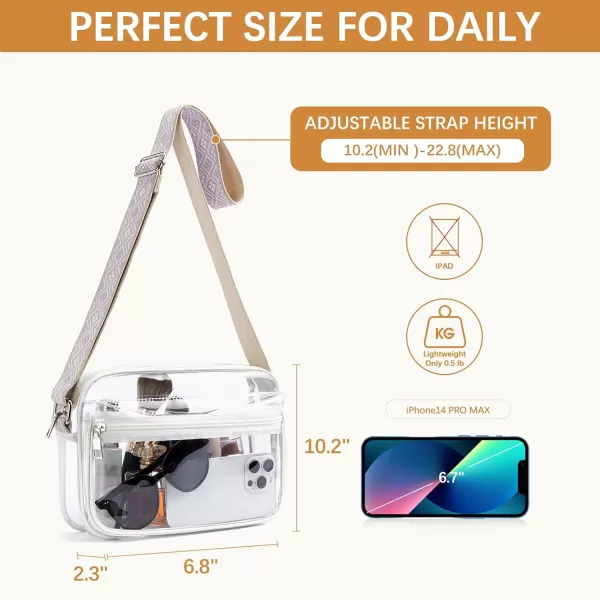BOSTANTEN Clear Purses for Women Stadium Approved Clear Bags Small Crossbody Bags Trendy for Concerts Sports
