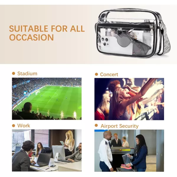 BOSTANTEN Clear Purses for Women Stadium Approved Clear Bags Small Crossbody Bags Trendy for Concerts Sports