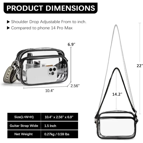 BOSTANTEN Clear Purses for Women Stadium Approved Clear Bags Small Crossbody Bags Trendy for Concerts Sports