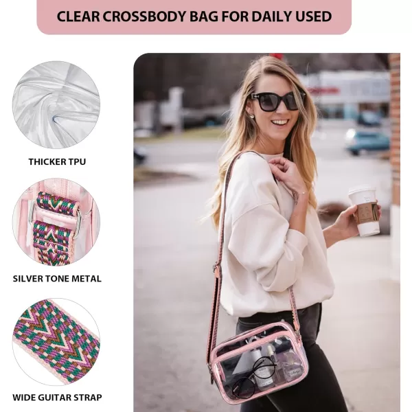 BOSTANTEN Clear Purses for Women Stadium Approved Clear Bags Small Crossbody Bags Trendy for Concerts Sports