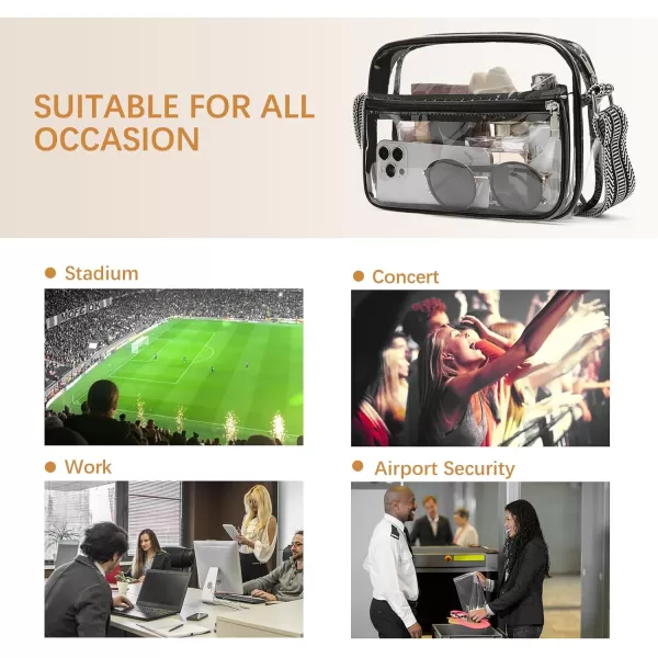 BOSTANTEN Clear Purses for Women Stadium Approved Clear Bags Small Crossbody Bags Trendy for Concerts Sports