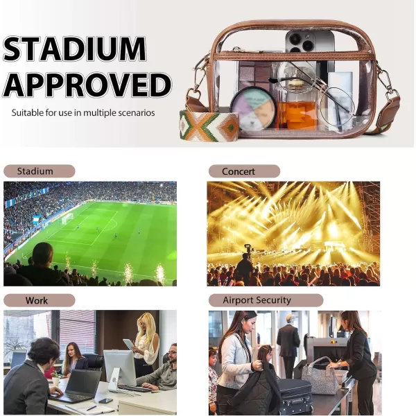 BOSTANTEN Clear Purses for Women Stadium Approved Clear Bags Small Crossbody Bags Trendy for Concerts Sports