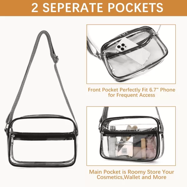 BOSTANTEN Clear Purses for Women Stadium Approved Clear Bags Small Crossbody Bags Trendy for Concerts Sports