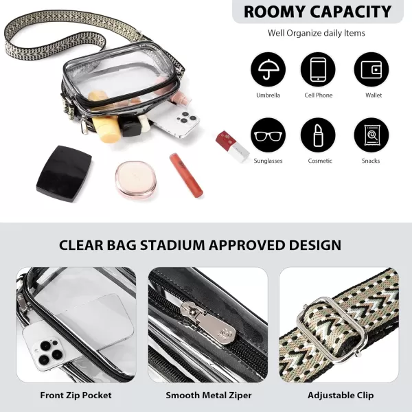 BOSTANTEN Clear Purses for Women Stadium Approved Clear Bags Small Crossbody Bags Trendy for Concerts Sports