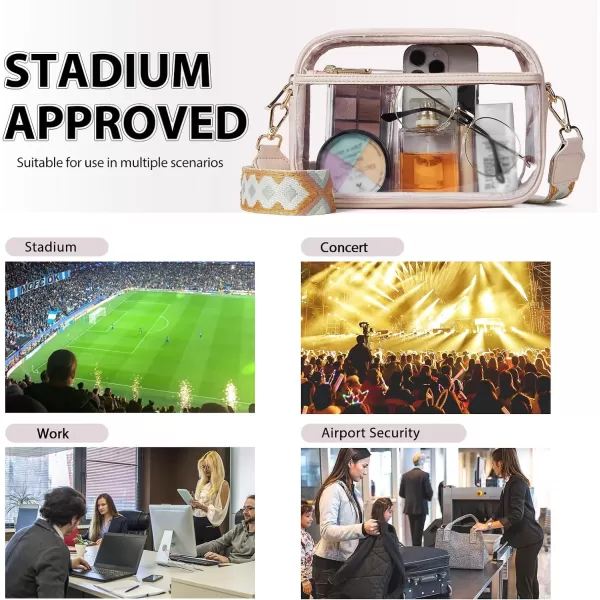 BOSTANTEN Clear Purses for Women Stadium Approved Clear Bags Small Crossbody Bags Trendy for Concerts Sports