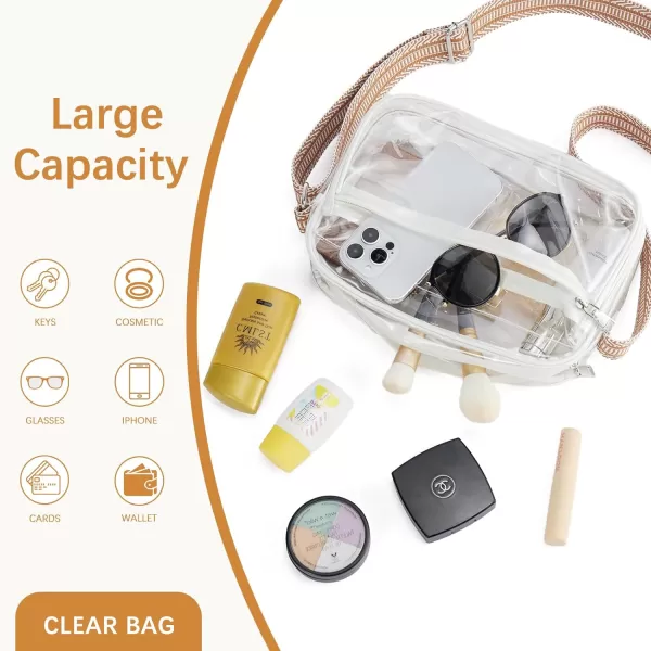 BOSTANTEN Clear Purses for Women Stadium Approved Clear Bags Small Crossbody Bags Trendy for Concerts Sports