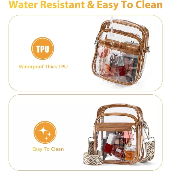 BOSTANTEN Clear Purses for Women Stadium Approved Clear Bags Small Crossbody Bags Trendy for Concerts Sports)