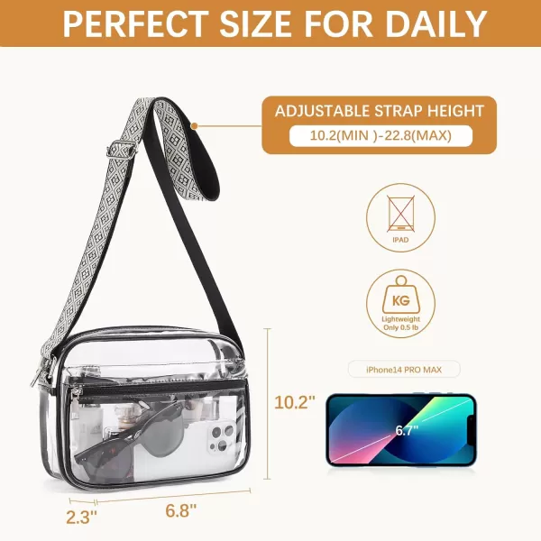 BOSTANTEN Clear Purses for Women Stadium Approved Clear Bags Small Crossbody Bags Trendy for Concerts Sports