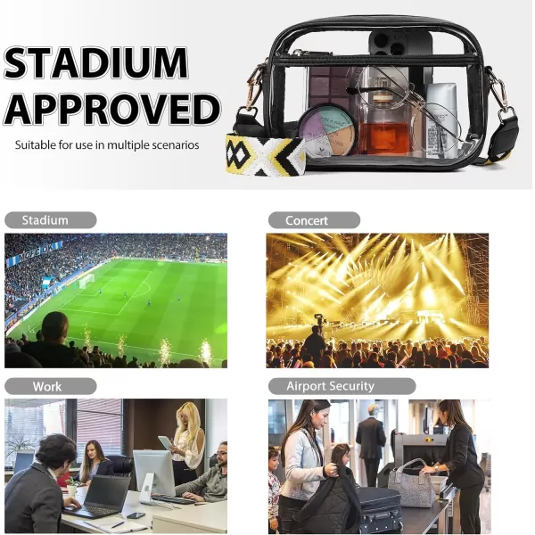 BOSTANTEN Clear Purses for Women Stadium Approved Clear Bags Small Crossbody Bags Trendy for Concerts Sports