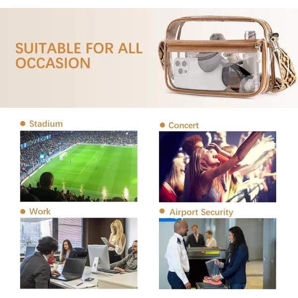 BOSTANTEN Clear Purses for Women Stadium Approved Clear Bags Small Crossbody Bags Trendy for Concerts Sports