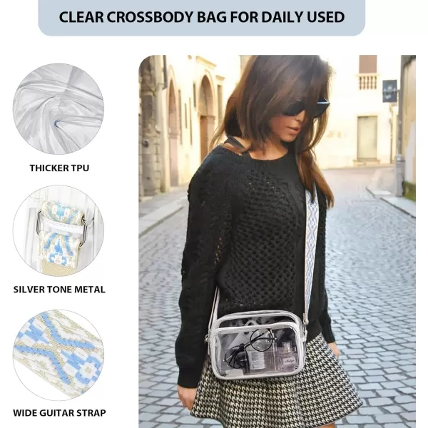 BOSTANTEN Clear Purses for Women Stadium Approved Clear Bags Small Crossbody Bags Trendy for Concerts Sports