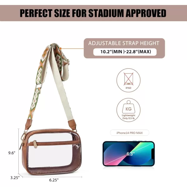 BOSTANTEN Clear Purses for Women Stadium Approved Clear Bags Small Crossbody Bags Trendy for Concerts Sports