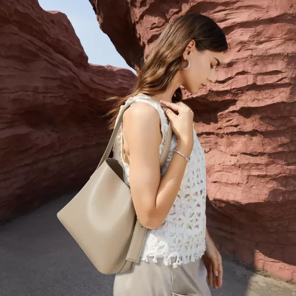 BOSTANTEN Bucket Bag Leather Shoulder Purses for Women Trendy Adjustable Strap