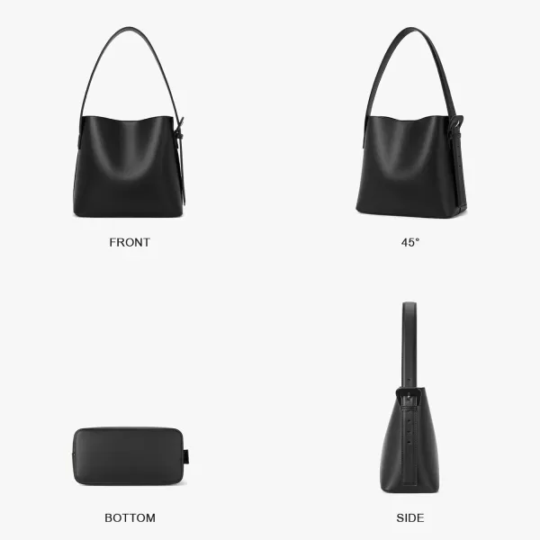 BOSTANTEN Bucket Bag Leather Shoulder Purses for Women Trendy Adjustable Strap