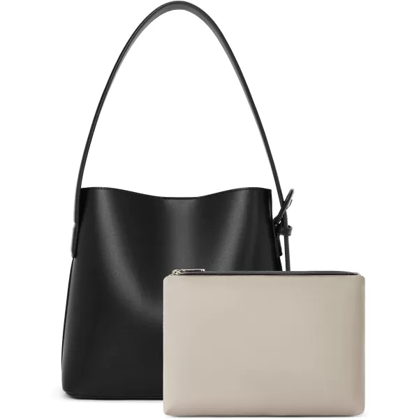 BOSTANTEN Bucket Bag Leather Shoulder Purses for Women Trendy Adjustable Strap