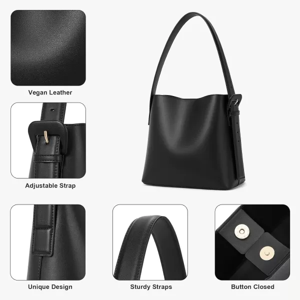 BOSTANTEN Bucket Bag Leather Shoulder Purses for Women Trendy Adjustable Strap