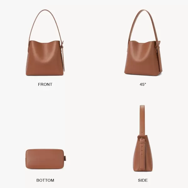 BOSTANTEN Bucket Bag Leather Shoulder Purses for Women Trendy Adjustable Strap