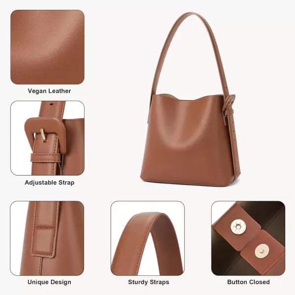 BOSTANTEN Bucket Bag Leather Shoulder Purses for Women Trendy Adjustable Strap