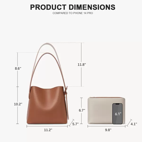 BOSTANTEN Bucket Bag Leather Shoulder Purses for Women Trendy Adjustable Strap