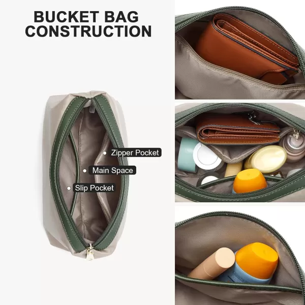BOSTANTEN Bucket Bag Leather Shoulder Purses for Women Trendy Adjustable Strap