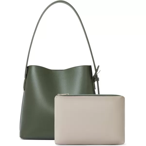 BOSTANTEN Bucket Bag Leather Shoulder Purses for Women Trendy Adjustable Strap