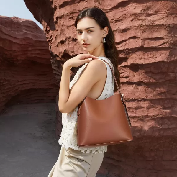 BOSTANTEN Bucket Bag Leather Shoulder Purses for Women Trendy Adjustable Strap