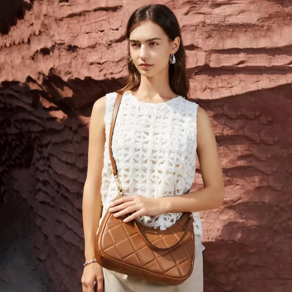 BOSTANTEN Crescent Crossbody Bags Quilted Shoulder Purses for Women with Long and Short Straps