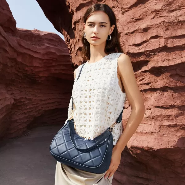 BOSTANTEN Crescent Crossbody Bags Quilted Shoulder Purses for Women with Long and Short Straps