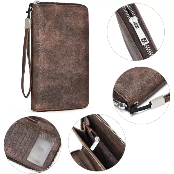 BOSTANTEN Leather Wallets for Women RFID Blocking Zip Around Credit Card Holder Phone Wristlet Clutch