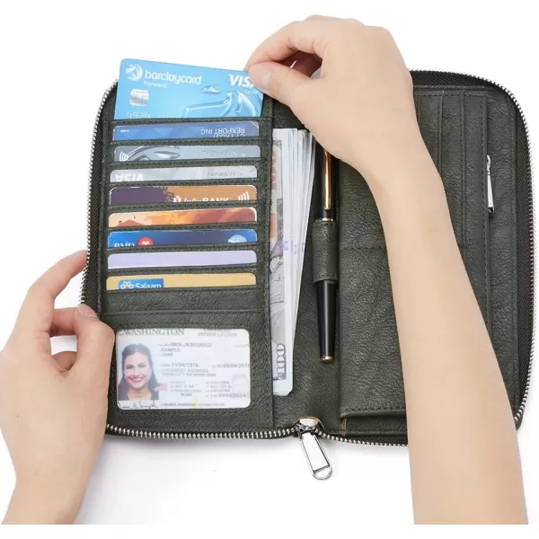 BOSTANTEN Leather Wallets for Women RFID Blocking Zip Around Credit Card Holder Phone Wristlet Clutch