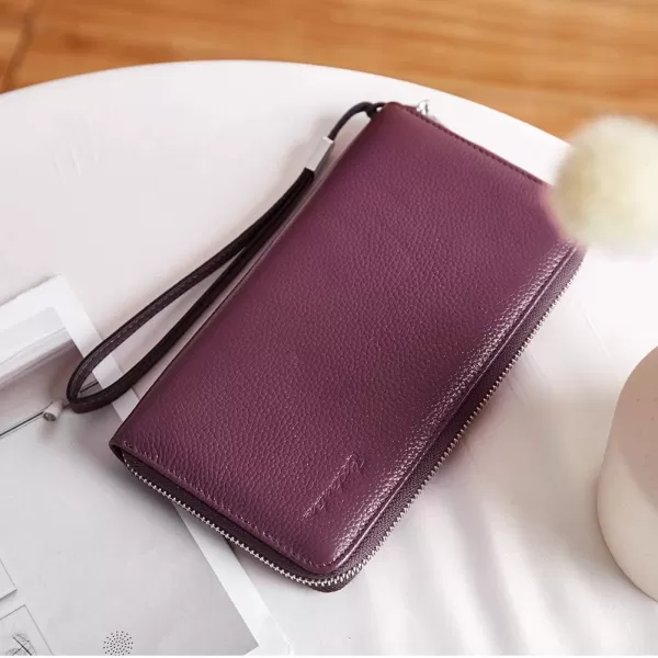 BOSTANTEN Leather Wallets for Women RFID Blocking Zip Around Credit Card Holder Phone Wristlet Clutch