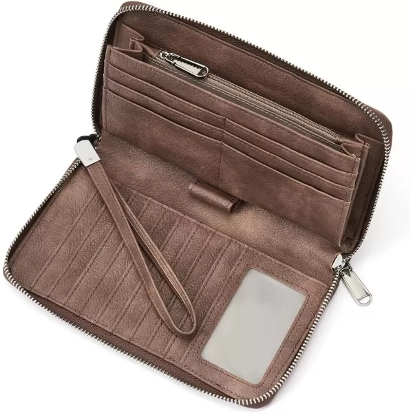 BOSTANTEN Leather Wallets for Women RFID Blocking Zip Around Credit Card Holder Phone Wristlet Clutch