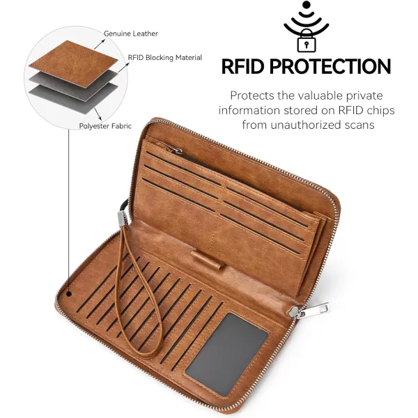 BOSTANTEN Leather Wallets for Women RFID Blocking Zip Around Credit Card Holder Phone Wristlet Clutch