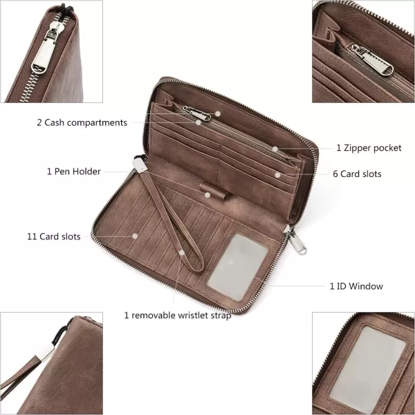 BOSTANTEN Leather Wallets for Women RFID Blocking Zip Around Credit Card Holder Phone Wristlet Clutch