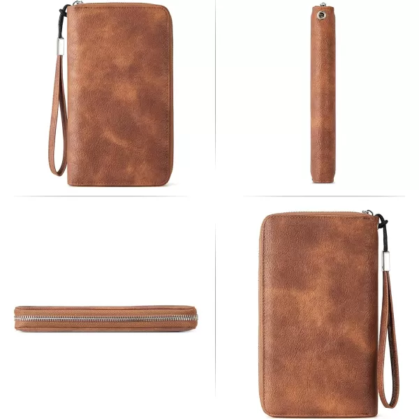 BOSTANTEN Leather Wallets for Women RFID Blocking Zip Around Credit Card Holder Phone Wristlet Clutch