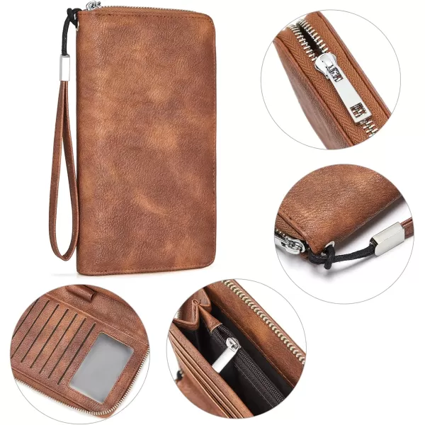 BOSTANTEN Leather Wallets for Women RFID Blocking Zip Around Credit Card Holder Phone Wristlet Clutch