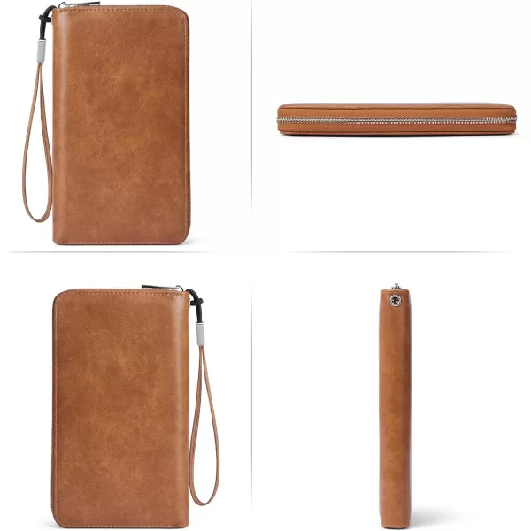 BOSTANTEN Leather Wallets for Women RFID Blocking Zip Around Credit Card Holder Phone Wristlet Clutch