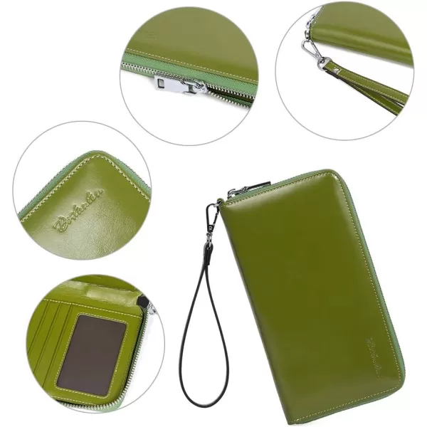 BOSTANTEN Leather Wallets for Women RFID Blocking Zip Around Credit Card Holder Phone Wristlet Clutch