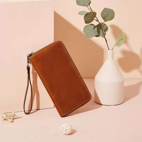 BOSTANTEN Leather Wallets for Women RFID Blocking Zip Around Credit Card Holder Phone Wristlet Clutch