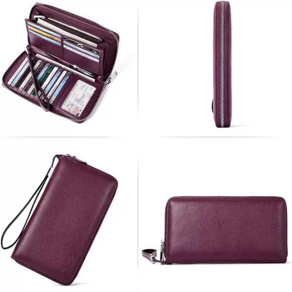 BOSTANTEN Leather Wallets for Women RFID Blocking Zip Around Credit Card Holder Phone Wristlet Clutch