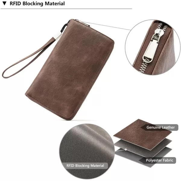 BOSTANTEN Leather Wallets for Women RFID Blocking Zip Around Credit Card Holder Phone Wristlet Clutch